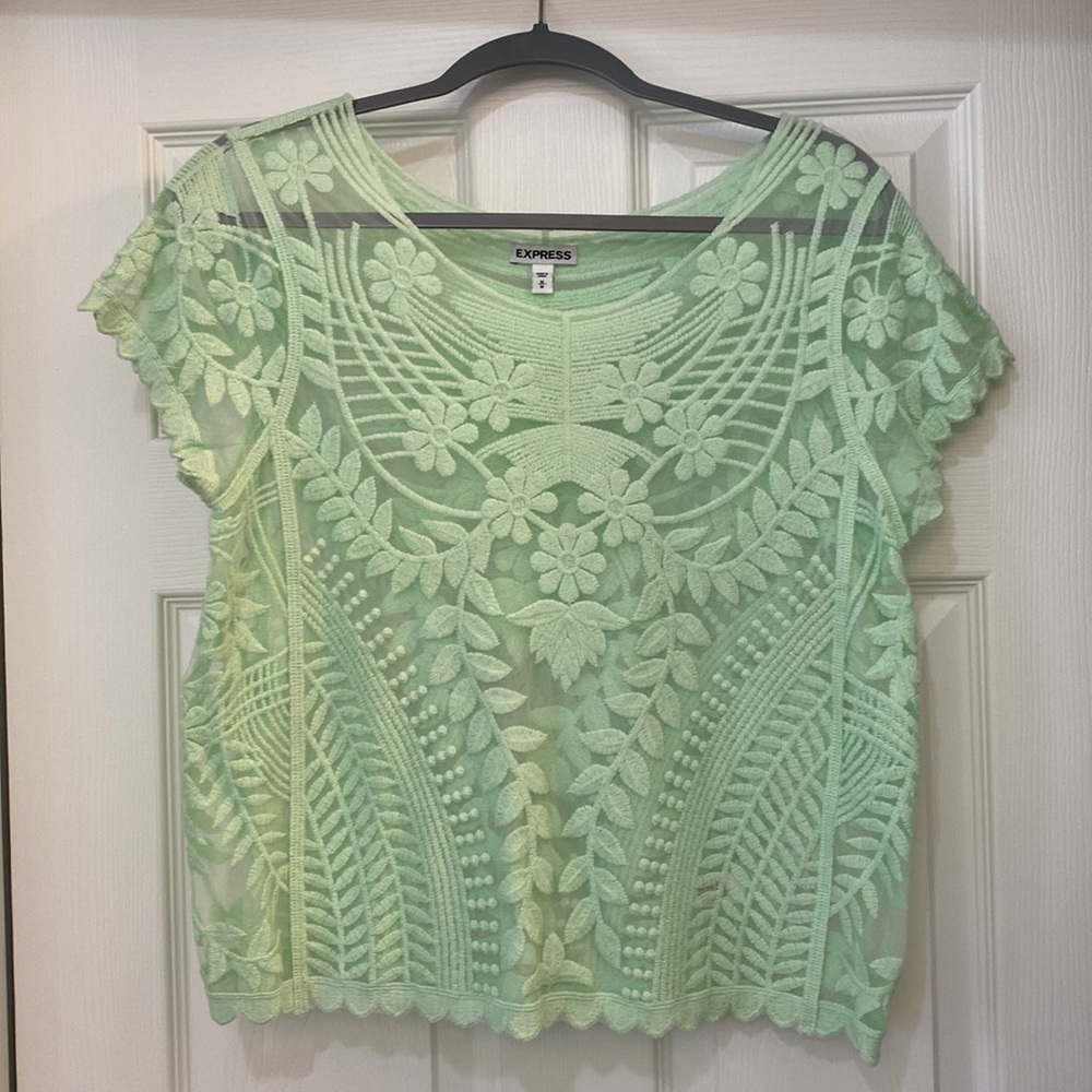 Express embroidered illusion top
